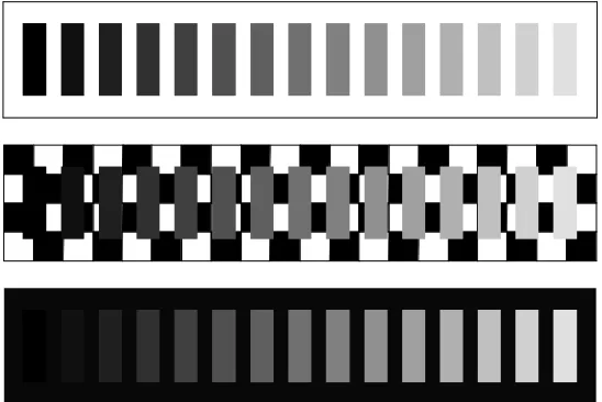 Figure 1. Lightness scales on three different backgrounds. 