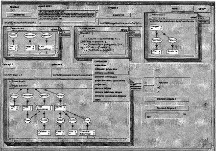 Figure 7: Conceptual graph operation manager, showing the result of a join between two graphs, and the liste of available operations