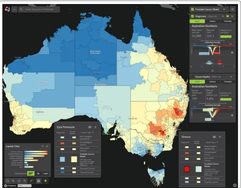 Fig. 5 Example view of the Australian Cancer Atlas showing the geographic variation of prostate cancer incidence