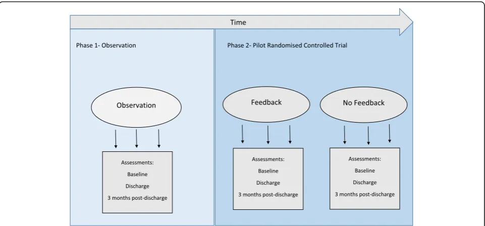Fig. 1 Schematic representation of the research design showing two phases (observation and pilot Randomised controlled trial (pilot RCT)) andthree groups- observation, feedback and no feedback