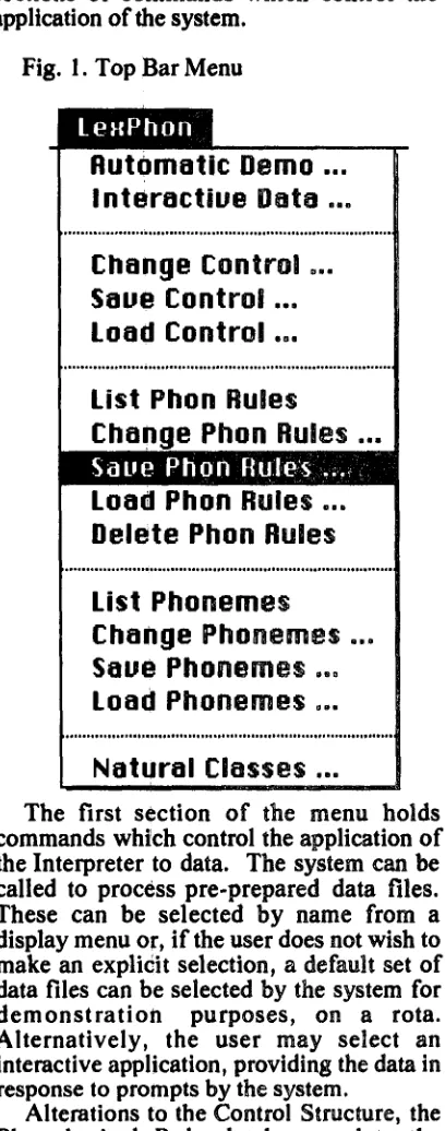 Fig. 1. Top Bar Menu 