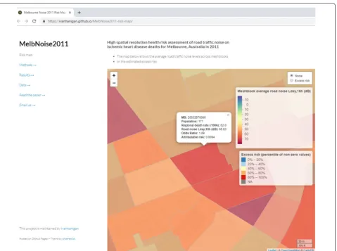 Fig. 5 A small area of the interactive map for assessing exposures and risks