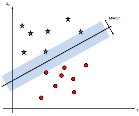 Figure 2.3: Decision surface and the margin.