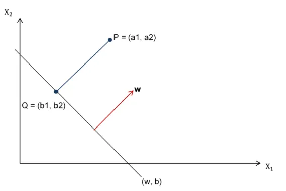 Figure 2.6: Geometric margin: SVM maximizes the geometric margin by learning a suitable deci- deci-sion surface.