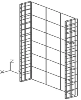 Figure 6: Schematic representation of the boundary element mesh on the surface of steel section (Case 1, symmetric in plane X=0) 