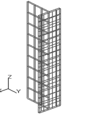 Figure 11: Schematic representation of the boundary element mesh on the surface of steel piece (Case 2, symmetric in plane Y=0) 