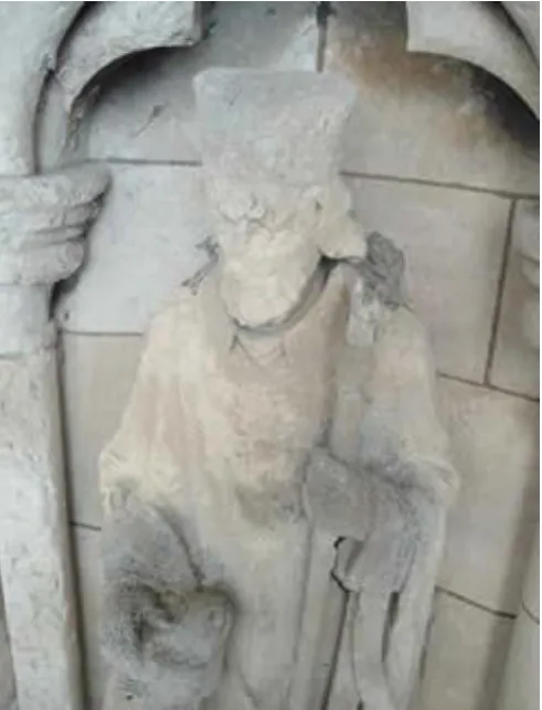 Figure 2.  Weathered statue.  (Truro Cathedral, 2005)  