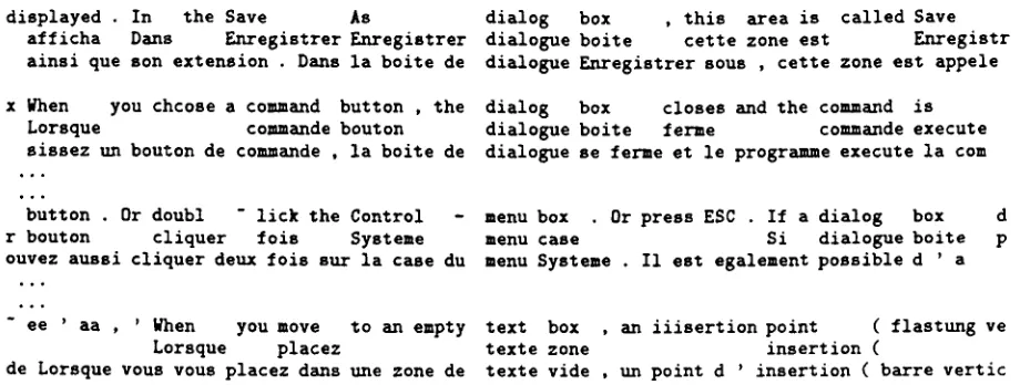 Figure 1: A small sample of a bilingual concordance, based on the output of word_align