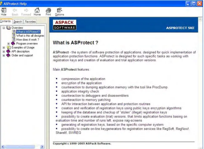 Figure 2-22 List of ASProtect Features 