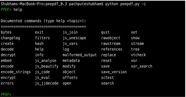 Fig 11. Tools provided by peepdf 