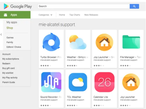 Figure 1.6.: Android applications of ’mie-alcatel.support’ on Google Play