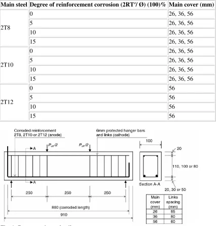 Fig. 1: Beam specimen details 