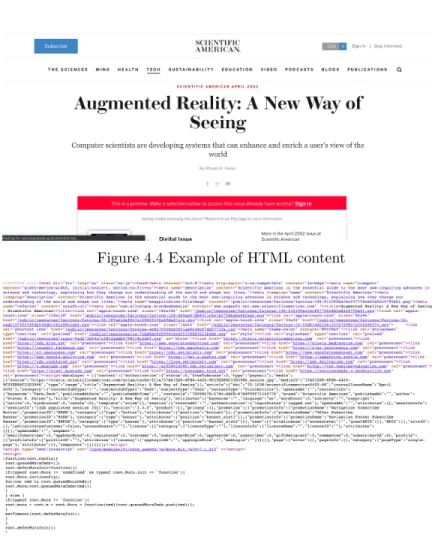 Figure 4.4 Example of HTML content