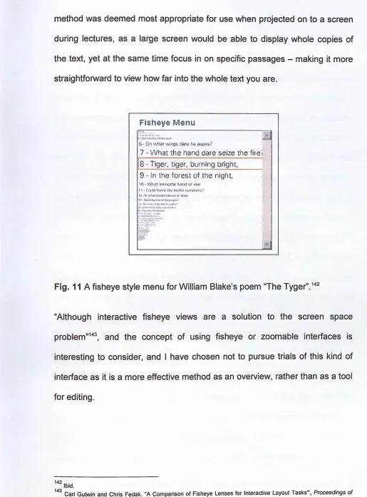 Fig. 11 Afisheye style menu for William Blake’s poem “The Tyger”.142