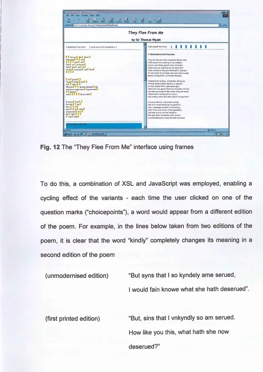 Fig. 12 The “They Flee From Me” interface using frames