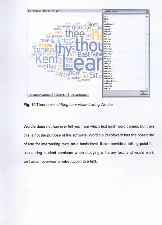 Fig. 10 Three texts of King Lear viewed using Wordle