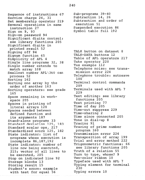 Table of Tax APL operators Take operator 220 example 112 