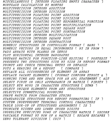 TABLE LOOK-UP OF STRUCTURED ARGUMENTS [ TRUNCATE HIGHER AND LOWER ORDER DIGITS UNDERLINE SPECIFIED ROWS OF CHARACTER MATRIX 