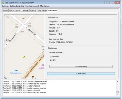 Figure 6: Server application accessing exact location of the client RAT