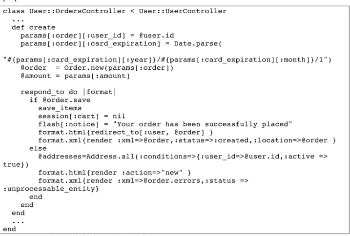 Figure 5: Action called after order validation 
