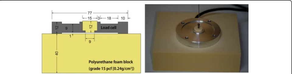 Fig. 2 A load cell was placed between 12-mm- and 20-mm-thick Sawbone blocks (grade 15 pcf, [0.24 g/cm3]), which maintained a 1-mm spacebetween the blocks