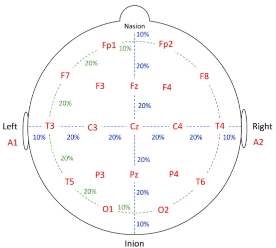 Figure 1.1. Electrode placement according to the 10-20 system. Modified from 