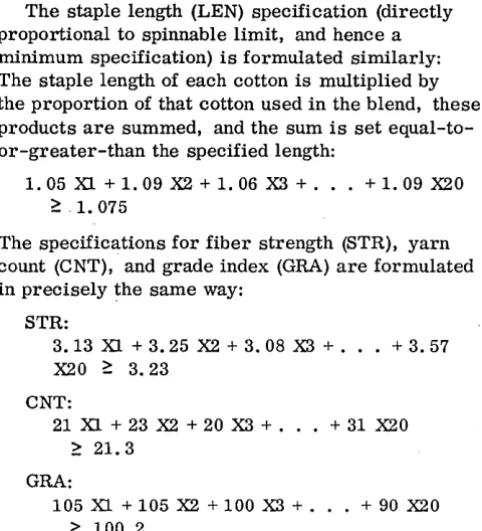 Figure 4. Mnemonics used in model matrix 