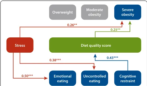 Fig. 2 Structural equation modeling results of multiple pathways fromstress to weight status1