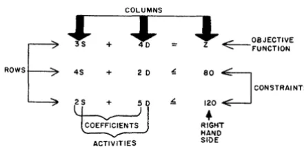Figure 10. The terminology used in describing the normal formulation of a linear programming problem 