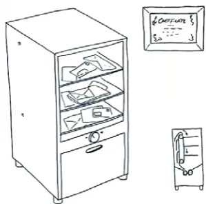 Figure 2. The Prioritiser. A critical design concept by Simon Bowen, intended to provoke stakeholder discussion (the paternoster shelves move down one level each day to drop your letters into a shredder)