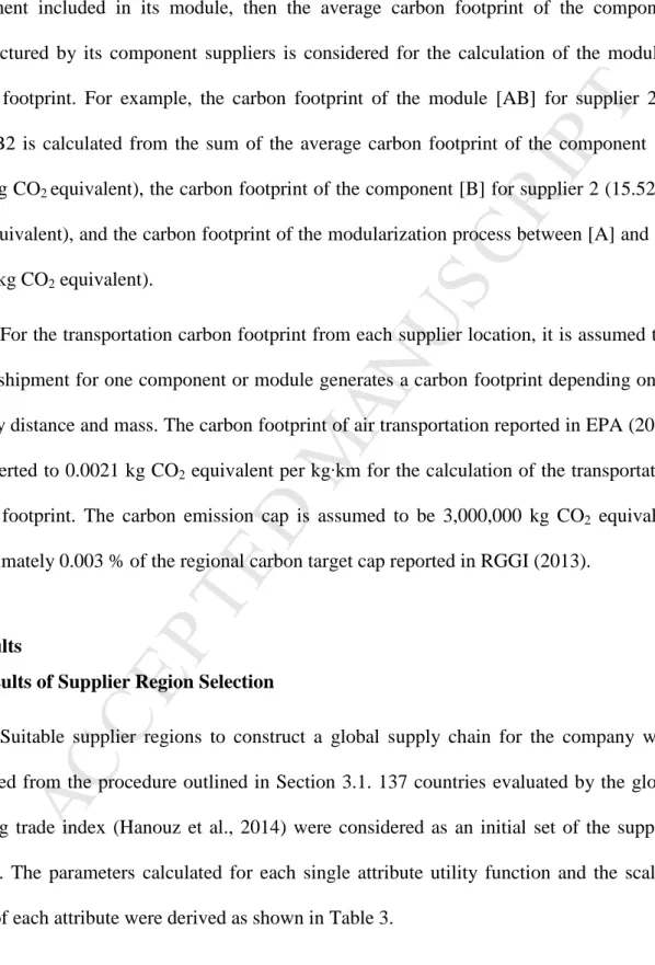 Table 3. Parameters of single-attribute utility functions for bike supplier regions