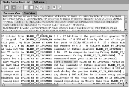 Figure 2: Display of Concordance list to quickly in-spect results of rules.