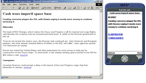 Figure 1: Adapting the presentation of information to suit different devices 