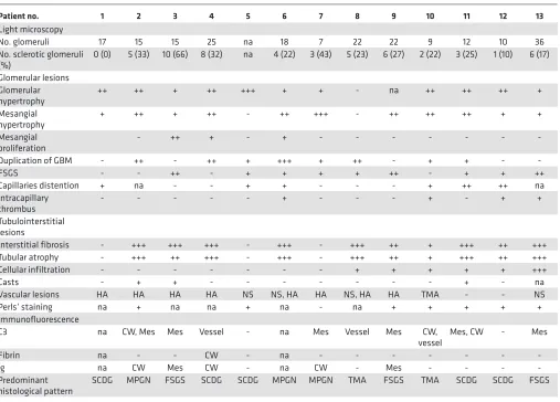 Table 1. Description of the renal biopsies of patients with SCD nephropathy