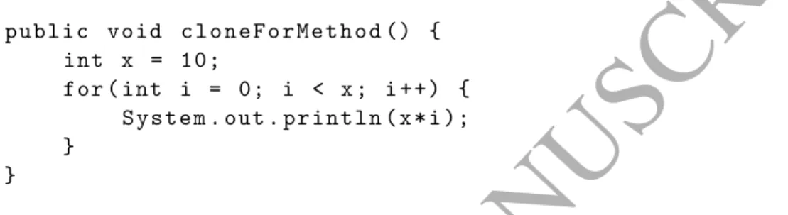 Figure 1: The code that is transformed in Figure 2 using the Pretty Printer.