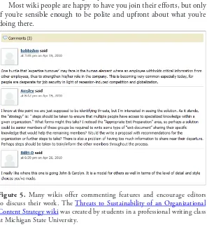 Figure 5. Many wikis offer commenting features and encourage editors to discuss their work