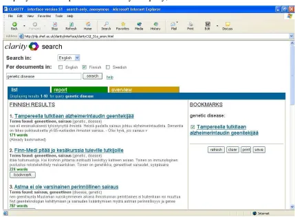 Figure 2 The Delegated layout as tested in the second evaluation (the first document has been bookmarked)