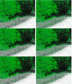 Fig. 5: Result of the complex scene for GW4 (left) and Grimson (right); for K =3, 4 and 5 respectively at frame 180/300
