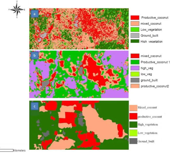Figure 5 shows the classification result for Marc Delorme station. A JM distance of 0.5 indicates  poor  separation  between  oil  palms  and  coconut  palms
