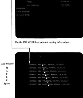Figure 2-15. Inserting a word moves some displayed data to the right 
