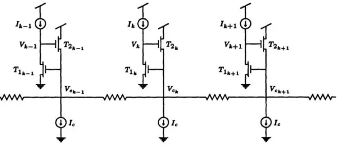 Figure  11.  Schematic  diagram  of  a  section  of  the  local  winner-take-all  circuit