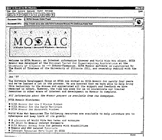Figure 2.20 A snapshot of 1994’s Mosaic web browser