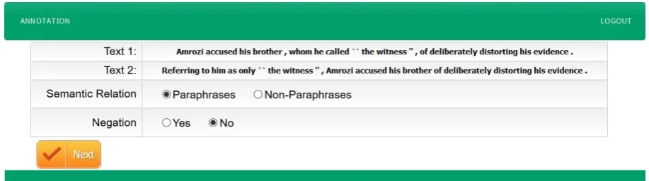 Figure 1: Annotating relationships at textual level.