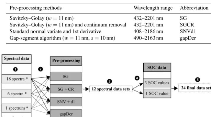 Table 1. Combinations of pre-processing techniques used in this study; w is window size, s segment size.