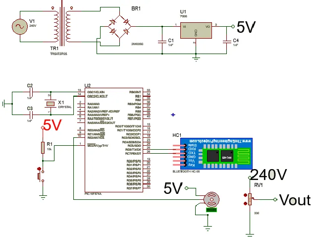 Figure 2.1.1: Expected circuit for Ac Power Control Using Smartphone Via Bluetooth 