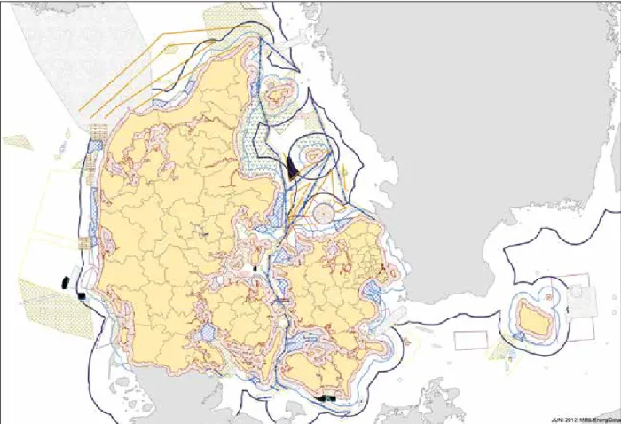 figure 2.2  Example of the result of a spatial planning exercise to find suitable sites for offshore wind