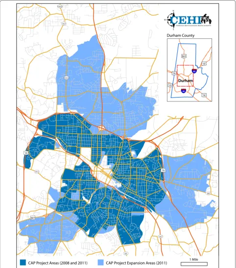 Fig. 1 Map of the Community Assessment Project (CAP) study area, 2008 and 2011