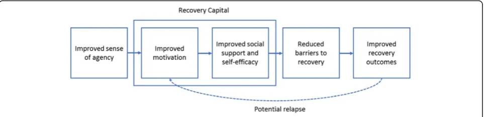 Fig. 1 Model of expected client recovery process in the SUPPORT program.recovery capital (e.g., social support and self-efficacy)