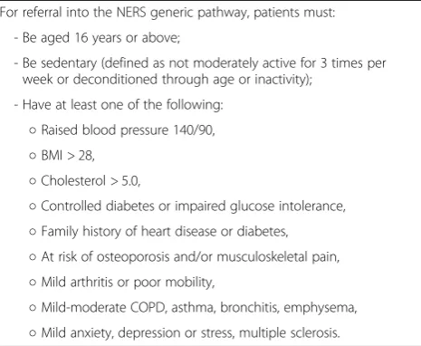 Table 1 NERS Generic Pathway Criteria