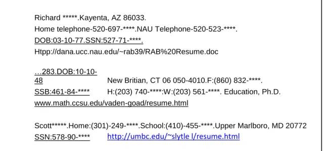 Figure 1: Sample Online Resumes 
